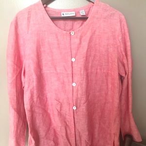 Salmon linen blend tunic blouse